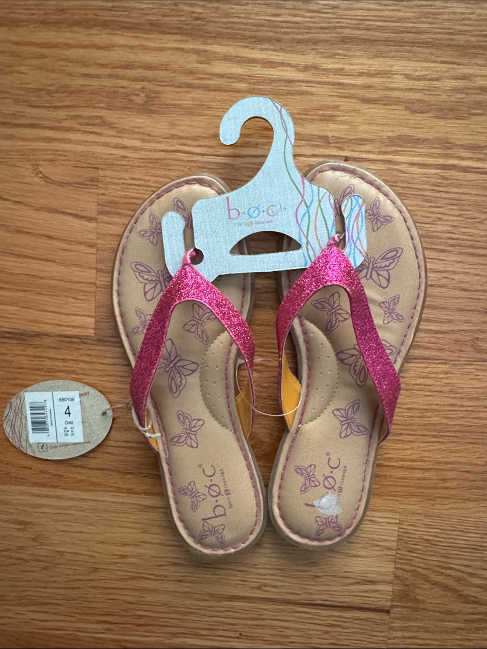 b.o.c. Kids Pink Glitter Flip Flop Sandals
